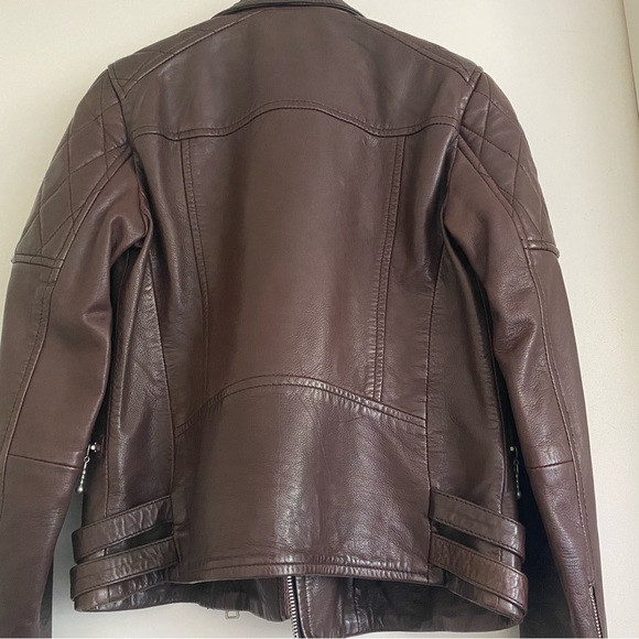 AllSaints Armstead Biker Leather Jacket in Oxblood - Picture 11 of 16